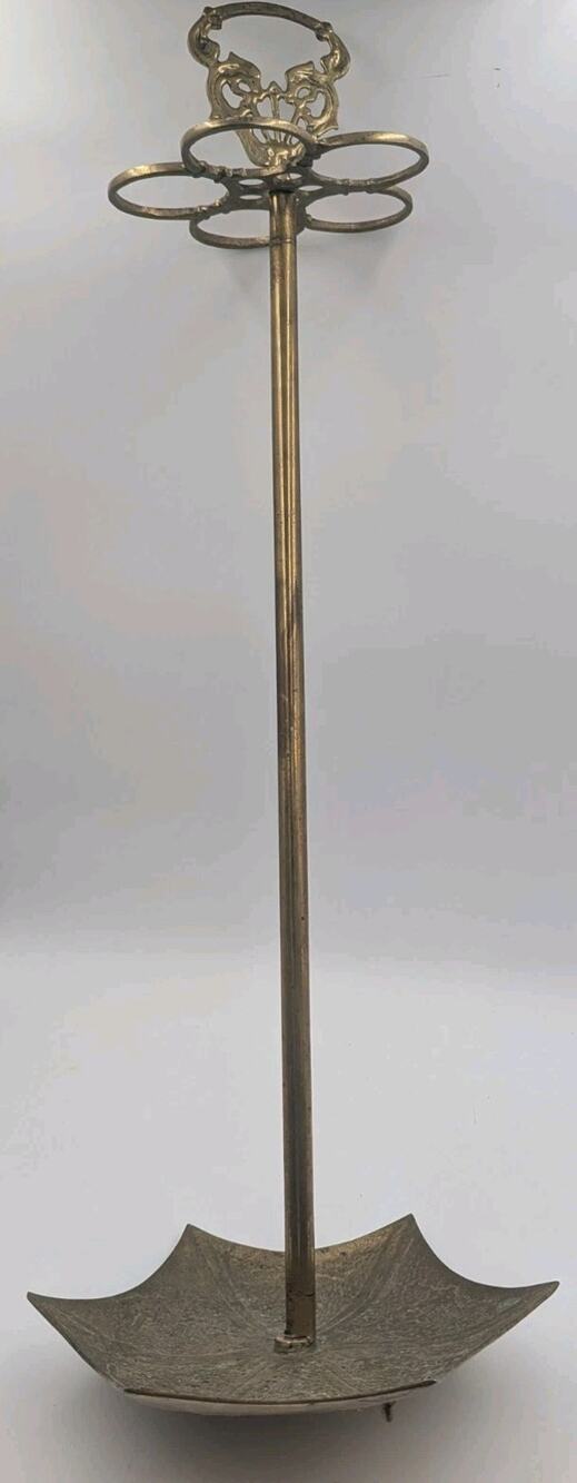 Vintage Brass 29.5" Cane / Umbrella Stand Unique Decoration Made In Taiwan